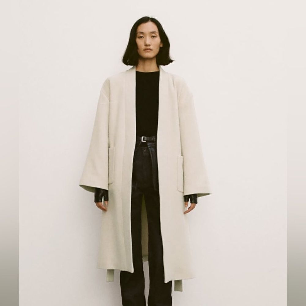 ZARA MINIMALIST COAT WITH MANTECO WOOL ZW COLLECTION - Picture 14 of 15